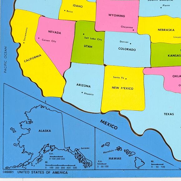 Vintage 1975 Judy/Instructo Wood Inlaid Continental United States Map Puzzle - Picture 7 of 16